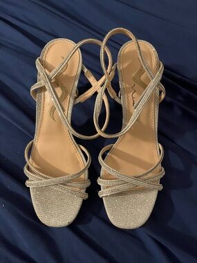Metallic Strappy Women's Sandals - Silver